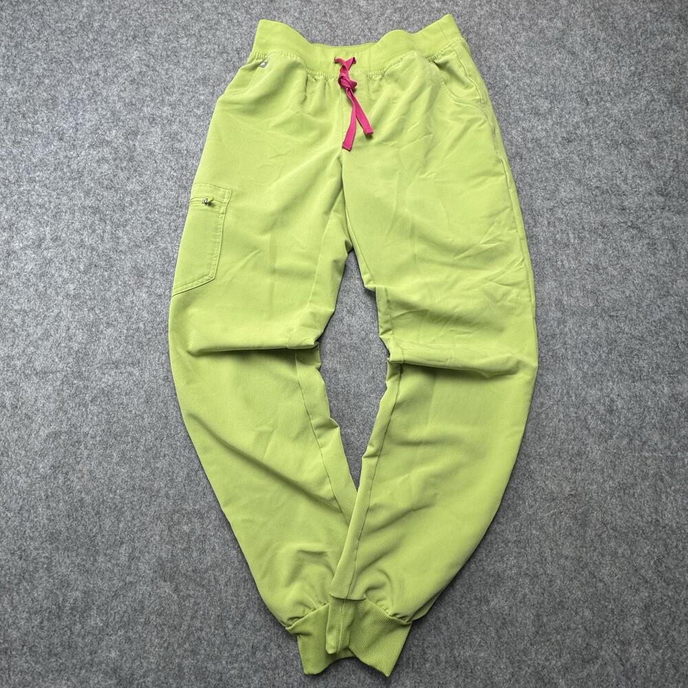 FIGS Zamora Jogger Scrub Pants Womens S/T Tall Lime Green Cargo Stretch Medical